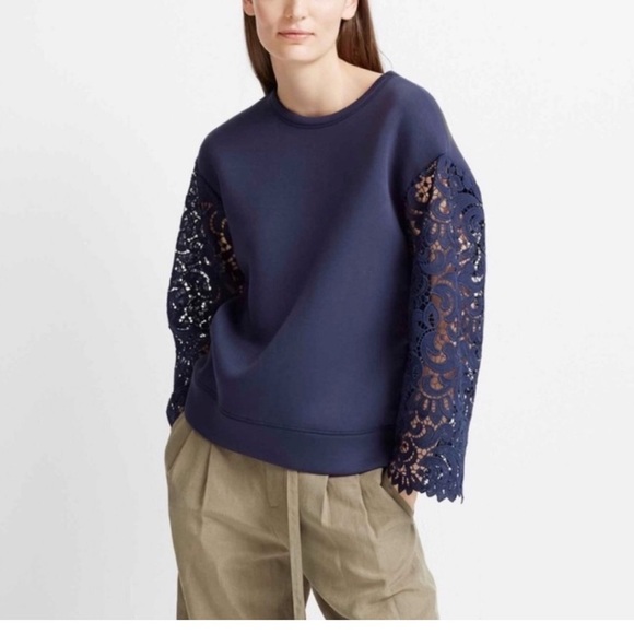 Club Monaco Tops - Club Monaco Sweatshirt with Lace Sleeves